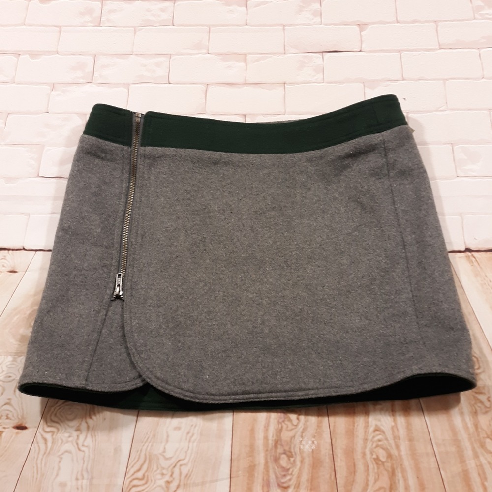 Purnell Wool Blend  Zip-Up A-Line Mini Skirt Womens Size 8 Waist 34 Gray